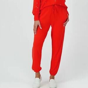 Candace Cameron Bure Women's LP Red Soft Tapered Leg Drawcord Lounge Easy Jogger
